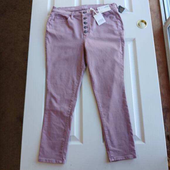 a.n.a. High-Rise Skinny Ankle Jeans 14 button fly Lilas Pink 33W x 26L NOS - Picture 2 of 15